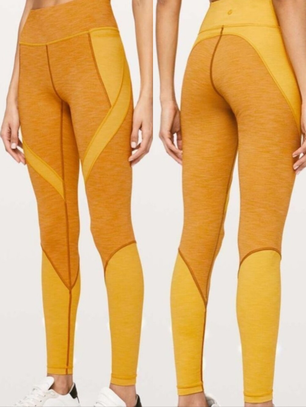 {8} Lululemon Early Extension Hi-Rise Tight Heathered Fools Gold & Honey Lemon